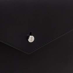 Pre Owned Saint Laurent Black Leather Envelope Flap Slim Pouch 