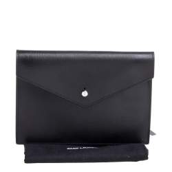 Pre Owned Saint Laurent Black Leather Envelope Flap Slim Pouch 