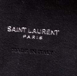 Pre Owned Saint Laurent Black Leather Envelope Flap Slim Pouch 