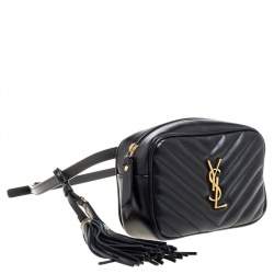 Pre Owned Saint Laurent Black Leather Monogram Loulou Belt Bag