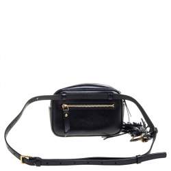Pre Owned Saint Laurent Black Leather Monogram Loulou Belt Bag
