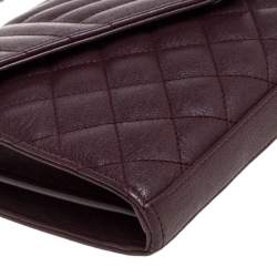 Pre Owned  محفظة سان لوران باريس بسلسلة أنفيلوب جلد مونوغرامي بيج