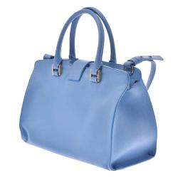 YVES SAINT LAURENT Cabas Baby Leather Tote Shoulder Bag Light Blue