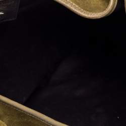 Pre Owned Yves Saint Laurent Olive Green Suede Crest Mombasa Hobo