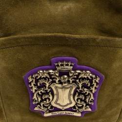 Pre Owned Yves Saint Laurent Olive Green Suede Crest Mombasa Hobo