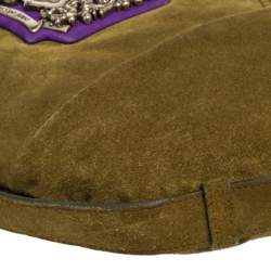 Pre Owned Yves Saint Laurent Olive Green Suede Crest Mombasa Hobo