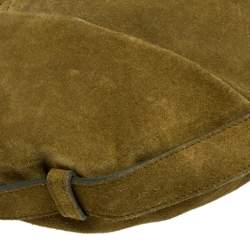 Pre Owned Yves Saint Laurent Olive Green Suede Crest Mombasa Hobo
