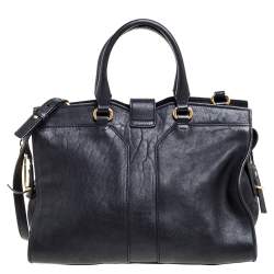 Pre Owned Yves Saint Laurent Black Leather Small Cabas Y-Ligne Tote