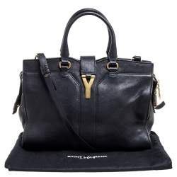 Pre Owned Yves Saint Laurent Black Leather Small Cabas Y-Ligne Tote