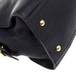 Pre Owned Yves Saint Laurent Black Leather Small Cabas Y-Ligne Tote