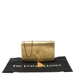 مملوكة مسبقًا  حقيبة كتف سان لوران كايت مونوغرامي جلد ثعبان خضراء