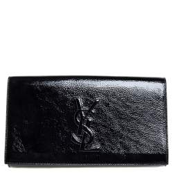 مملوكة مسبقًا حقيبة كلتش سان لوران بل دو جور جلد لامعة سوداء 