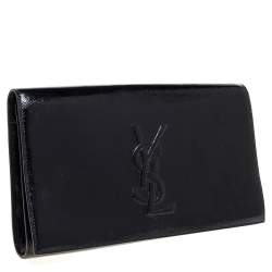 مملوك ة مسبقًا حقيبة كلتش سان لوران بل دو جور جلد لامعة سوداء 