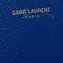 مملوكة مسبقًا Saint Laurent Blue Matelassé Leather Monogram Envelope Wallet on Chain
