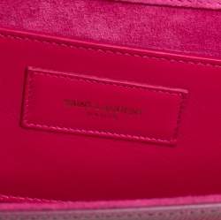 Pre Owned Saint Laurent Magenta Patent Leather Kate Monogram Clutch