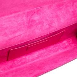 Pre Owned Saint Laurent Magenta Patent Leather Kate Monogram Clutch
