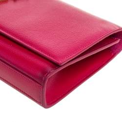 Pre Owned Saint Laurent Magenta Patent Leather Kate Monogram Clutch