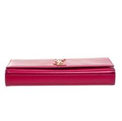 Pre Owned Saint Laurent Magenta Patent Leather Kate Monogram Clutch