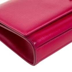 Pre Owned Saint Laurent Magenta Patent Leather Kate Monogram Clutch
