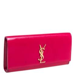 Pre Owned Saint Laurent Magenta Patent Leather Kate Monogram Clutch