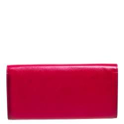 Pre Owned Saint Laurent Magenta Patent Leather Kate Monogram Clutch
