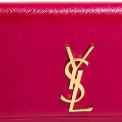 Pre Owned Saint Laurent Magenta Patent Leather Kate Monogram Clutch