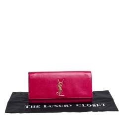 Pre Owned Saint Laurent Magenta Patent Leather Kate Monogram Clutch