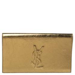 Saint Laurent Metallic Gold Leather Belle De Jour Clutch