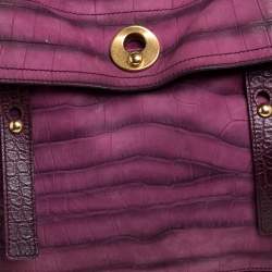 مملوكة مسبقًا حقيبة سان لوران موس تو متوسطة سويدى وجلد نوبوك زخرفة تمساح أرجوانى