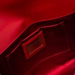 Pre Owned حقيبة كلتش سان لوران بل دو جور قلاب جلد ثعبان حمراء