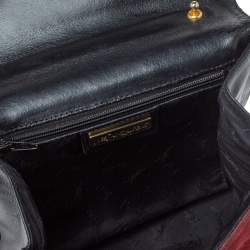 Pre Owned Yves Saint Laurent Tricolor Leather and Suede Vintage Flap Top Handle Bag