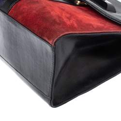 Pre Owned Yves Saint Laurent Tricolor Leather and Suede Vintage Flap Top Handle Bag