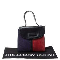 Pre Owned Yves Saint Laurent Tricolor Leather and Suede Vintage Flap Top Handle Bag