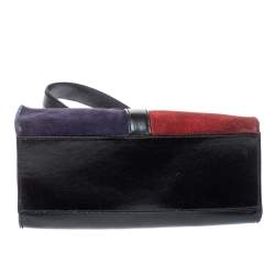 Pre Owned Yves Saint Laurent Tricolor Leather and Suede Vintage Flap Top Handle Bag