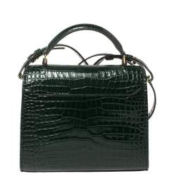 مملوكة مسبقًا حقيبة سان لوران يد علوية كاسندرا مينى جلد نقش تمساح خضراء 