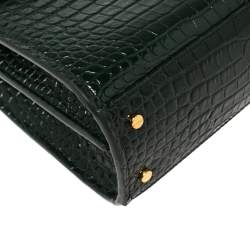 مملوكة مسبقًا حقيبة سان لوران يد علوية كاسندرا مينى جلد نقش تمساح خضراء 