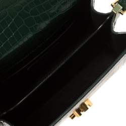 مملوكة مسبقًا حقيبة سان لوران يد علوية كاسندرا مينى جلد نقش تمساح خضراء 