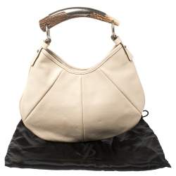 Pre Owned Saint Laurent  Ivory Leather Mini Mombasa Hobo