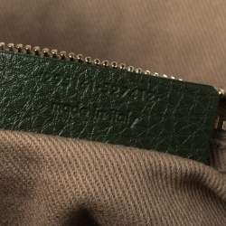 Pre Owned حقيبة سان لوران موس متوسطة كانفاس وجلد بيج / خضراء 