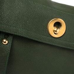 Pre Owned حقيبة سان لوران موس متوسطة كانفاس وجلد بيج / خضراء 