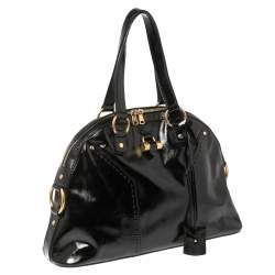 Pre Owned Yves Saint Laurent Black Patent Leather Large Muse Bag