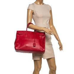 Pre Owned Saint Laurent Paris Red Leather Large Classic Sac De Jour Tote