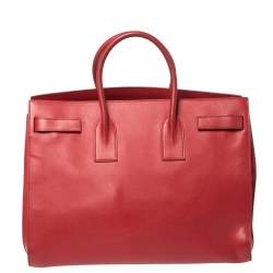 Pre Owned Saint Laurent Paris Red Leather Large Classic Sac De Jour Tote