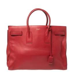 Pre Owned Saint Laurent Paris Red Leather Large Classic Sac De Jour Tote