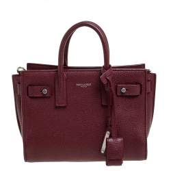 Pre Owned Saint Laurent Red Leather Nano Classic Sac De Jour Tote