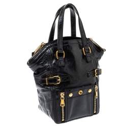 Pre Owned حقيبة يد سان لوران داونتاون ميني جلد لامعة سوداء