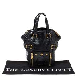 Pre Owned حقيبة يد سان لوران داونتاون ميني جلد لامعة سوداء