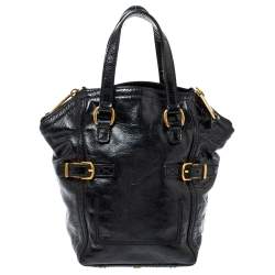 Pre Owned حقيبة يد سان لوران داونتاون ميني جلد لامعة سوداء