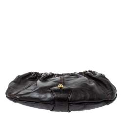 Pre Owned حقيبة هوبو سان لوران فينسينز موباسا جلد بنيه داكنه