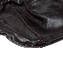 Pre Owned حقيبة هوبو سان لوران فينسينز موباسا جلد بنيه داكنه